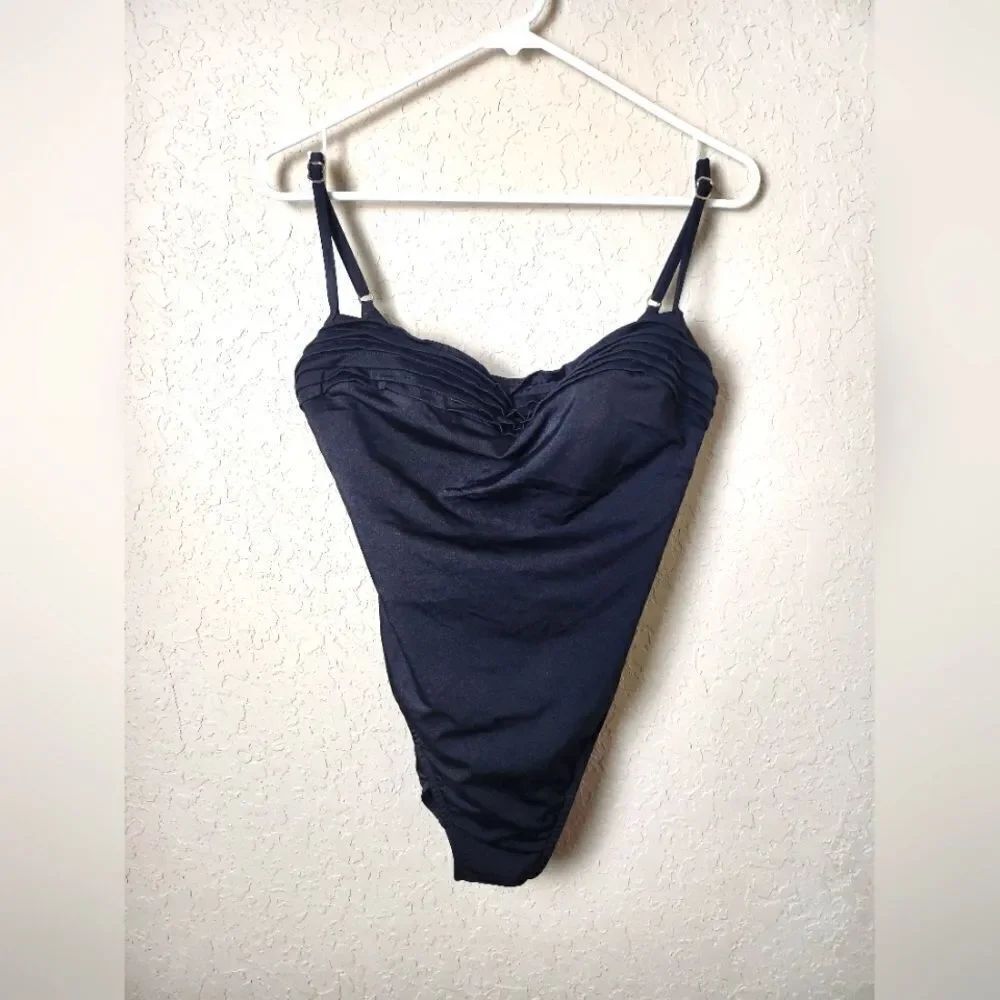 Miraclesuit Pleated Square Neck Swimsuit Black Size 16